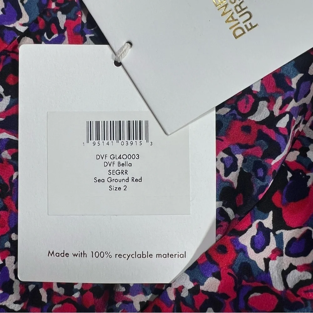 Diane von Furstenberg Bella Wrap Effect Ruffled Silk Crepe de Chine Midi Dress 2 - Picture 9 of 11